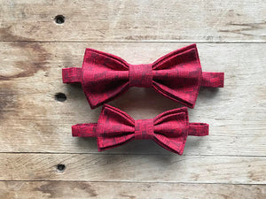 Father/Son Bow Tie Set ~ Red Geometric Squares ~ Adjustable Bow Tie