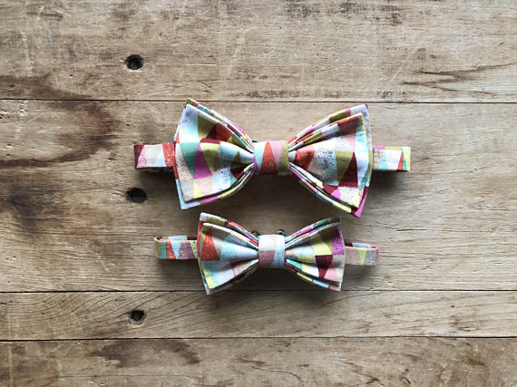 Geometric Triangle Father and Son Bow Tie Set