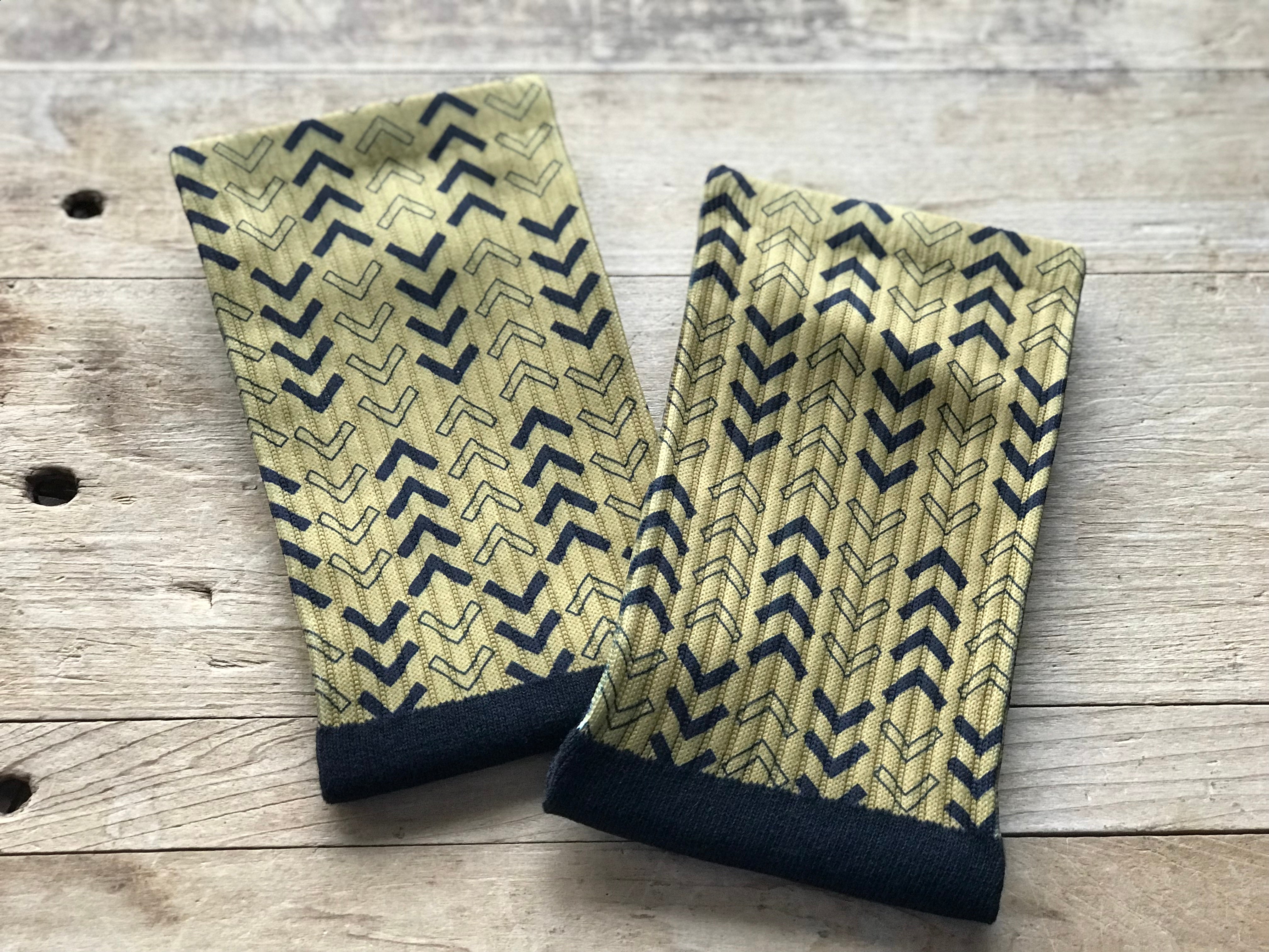 Abstract Lined Arrows His & Hers Socks (Mustard Yellow & Black)