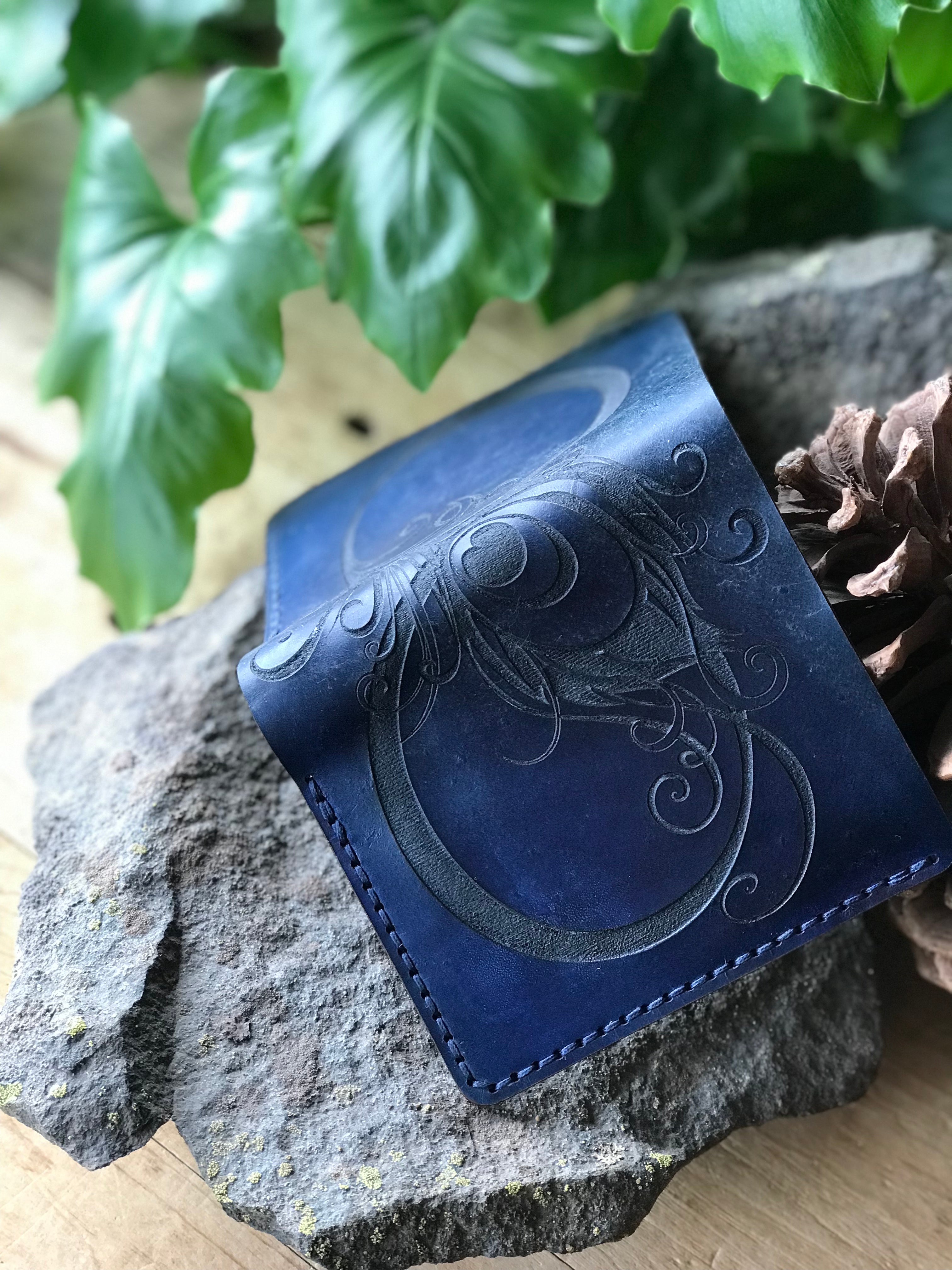 Peacock Blue Leather Bifold Wallet