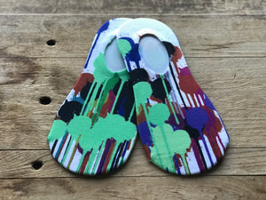 Rainbow Paint Splatter No-Show Socks