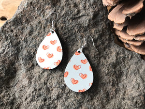 Pink and Red Hearts Valentine's Day Teardrop Earrings