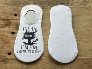 "It’s Fine, I’m Fine, Everything is Fine" Cat No-Show Socks (Set of 3)