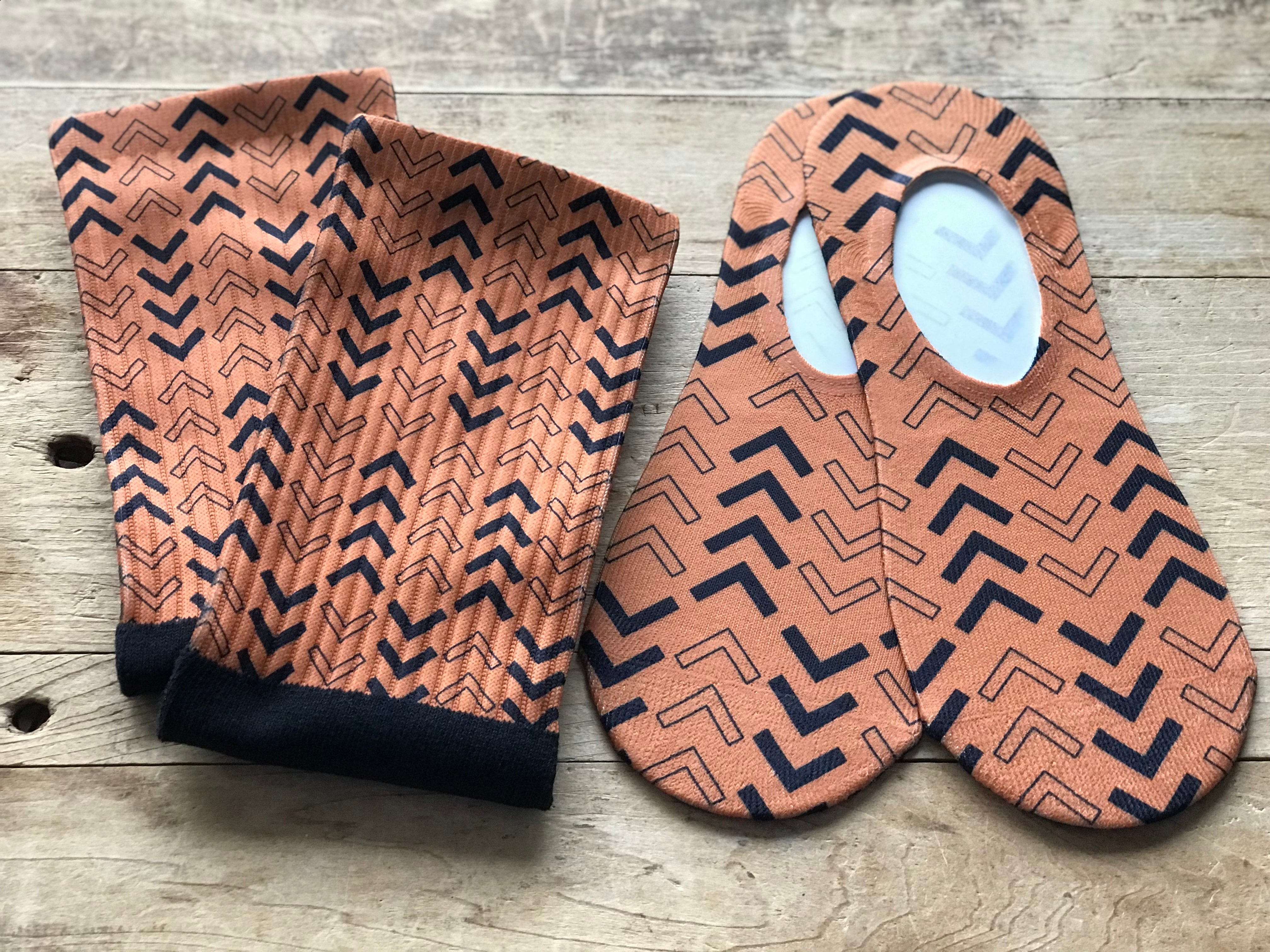 Abstract Lined Arrows His & Hers Socks (Burnt Orange & Black)