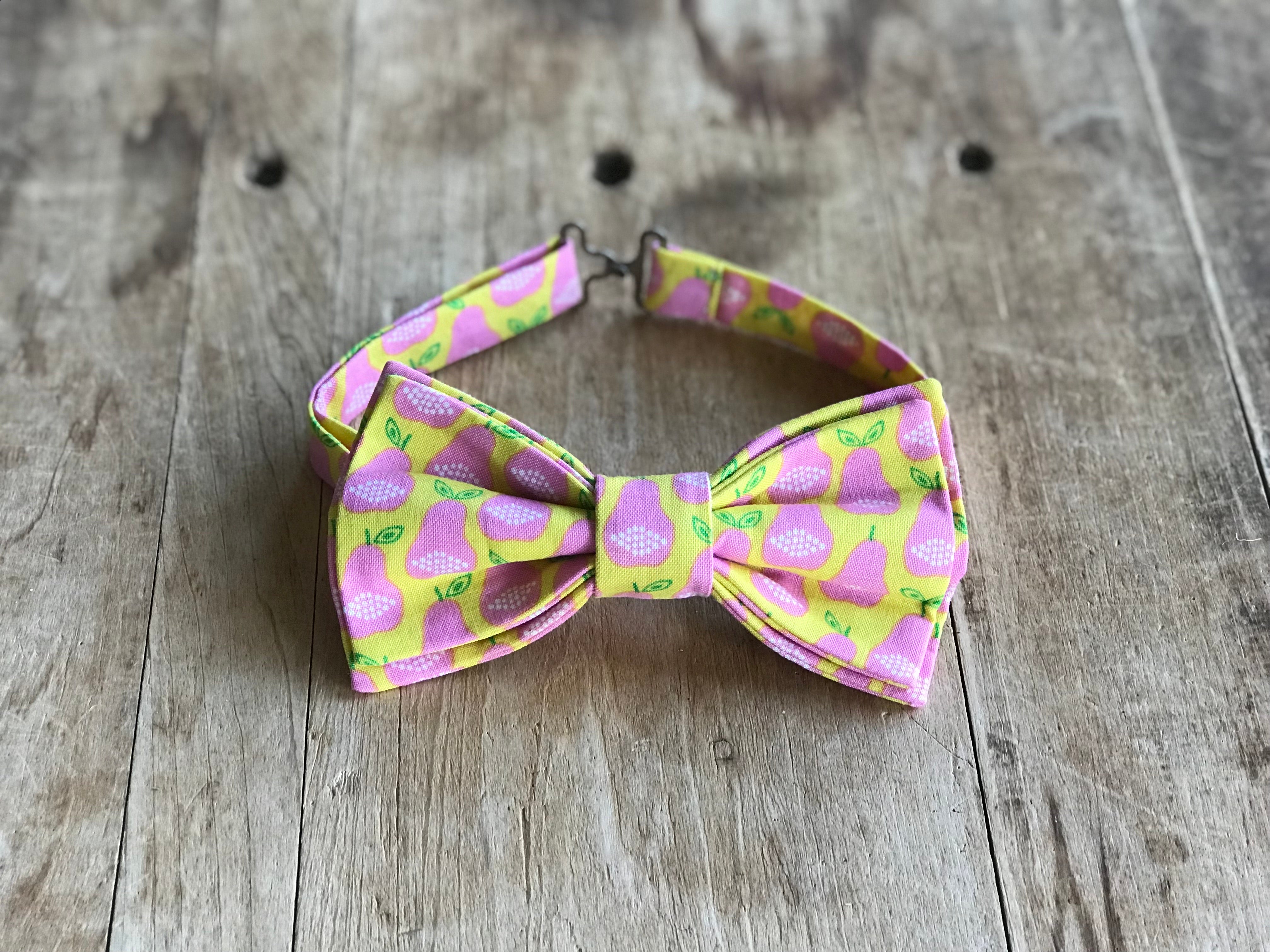 Pink Pear(licious) Adjustable Bow Tie (Organic Fabric)