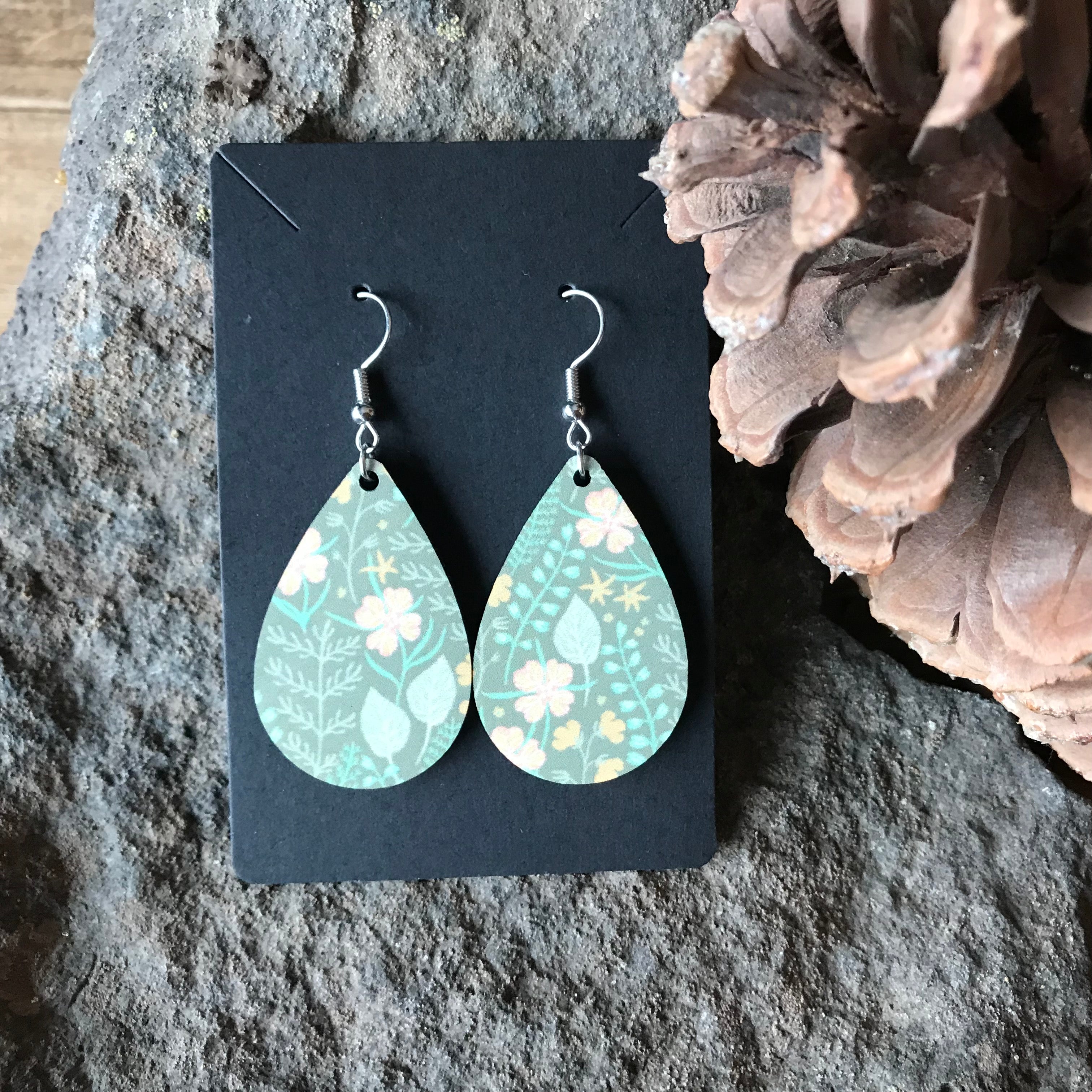 Floral Teardrop Dangle Earrings