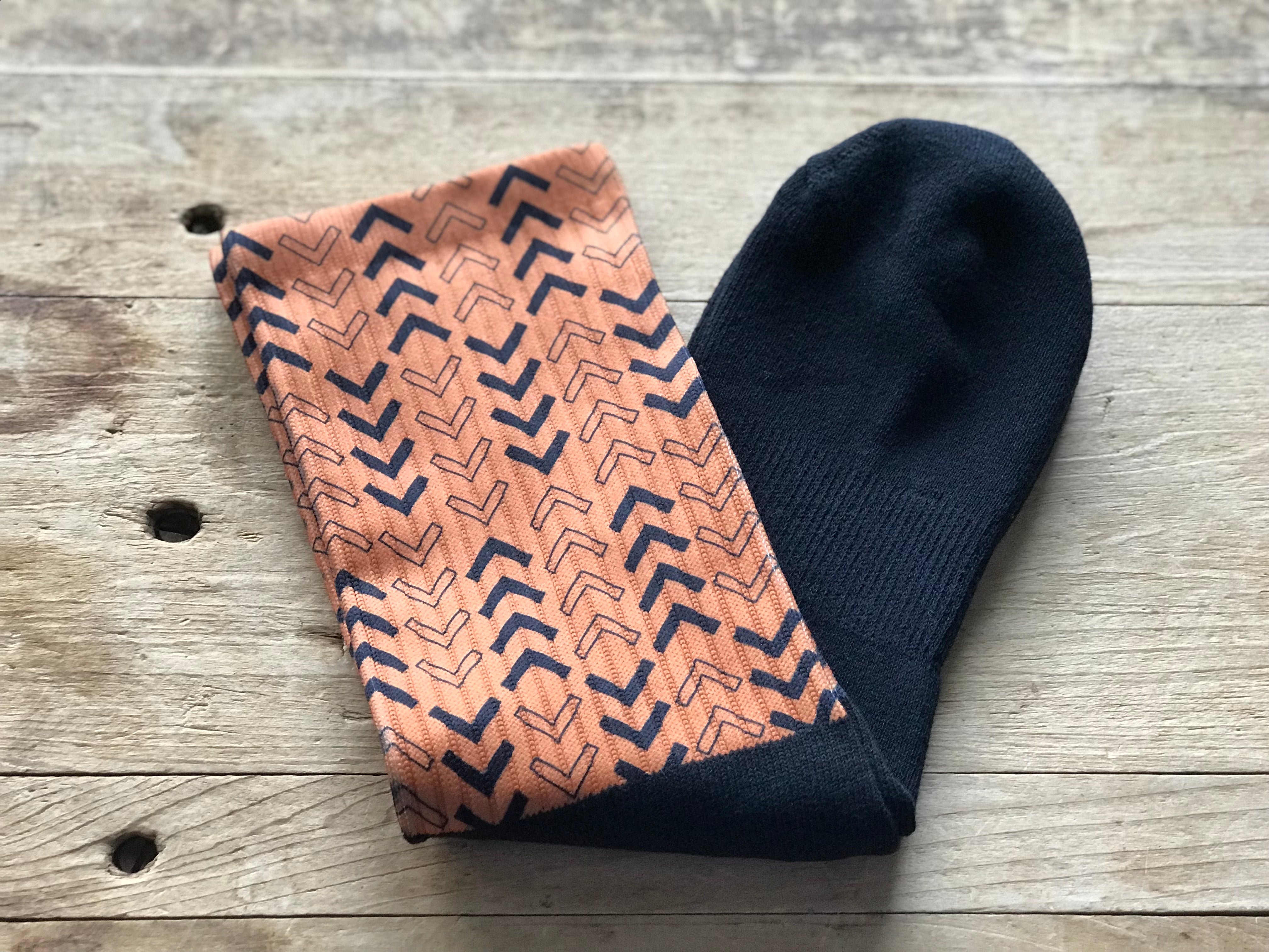 Abstract Lined Arrows His & Hers Socks (Burnt Orange & Black)