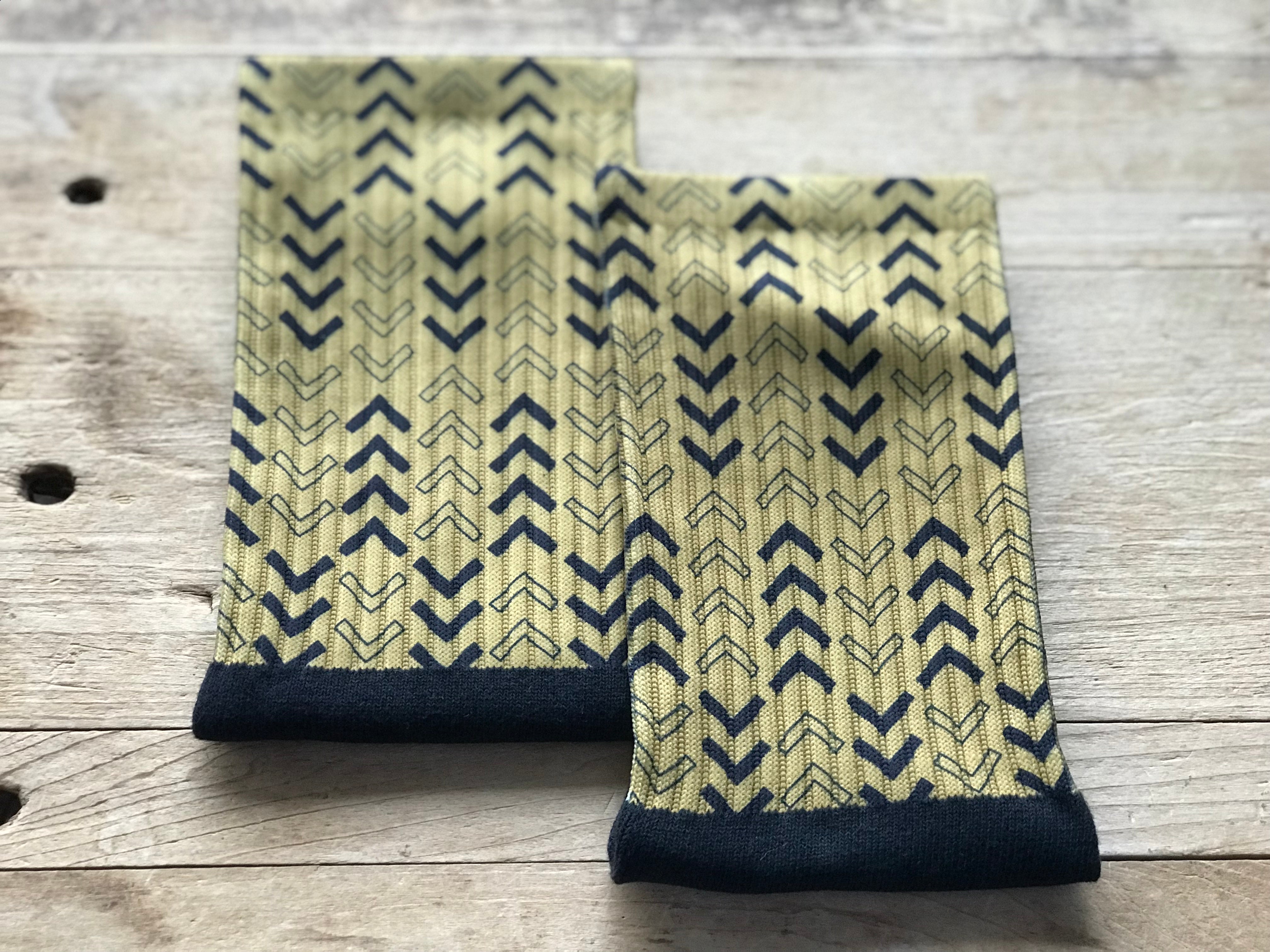 Abstract Lined Arrows His & Hers Socks (Mustard Yellow & Black)