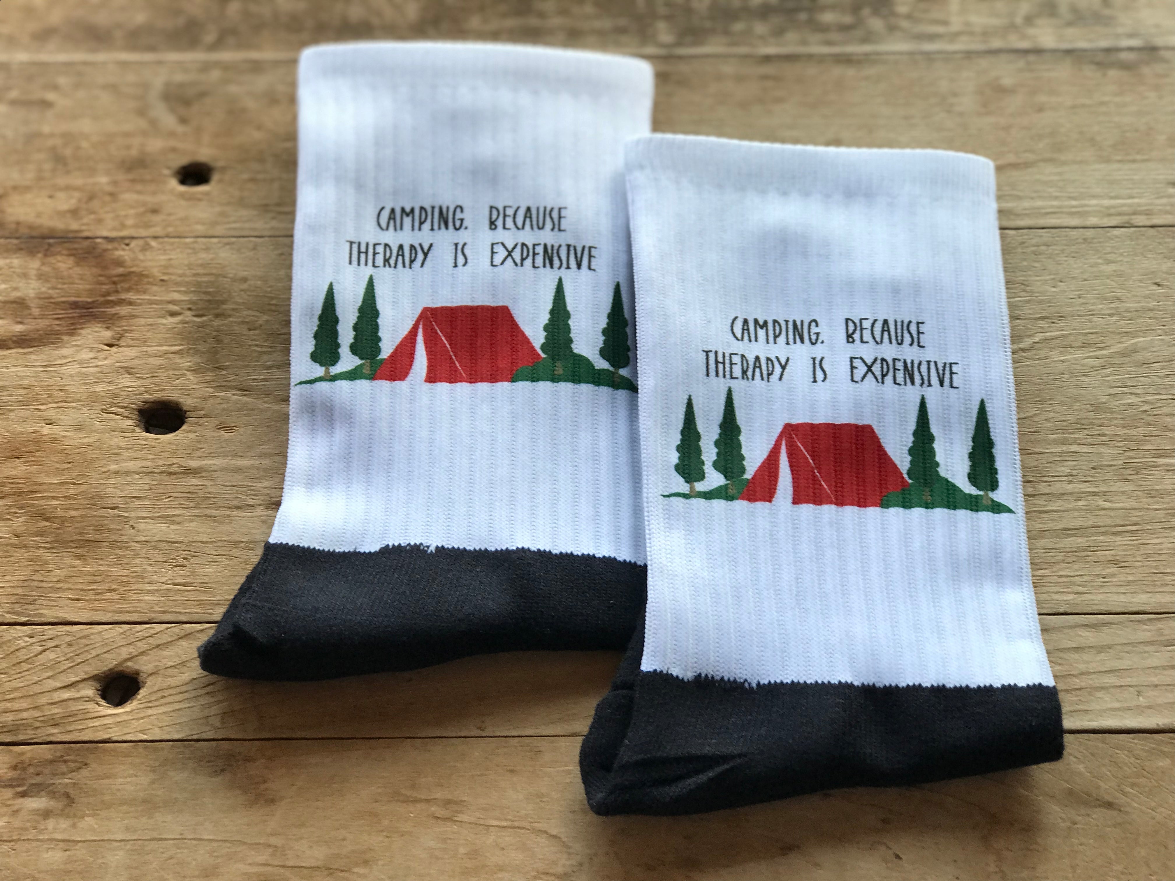 Camping. Because Therapy is Expensive His & Hers Socks