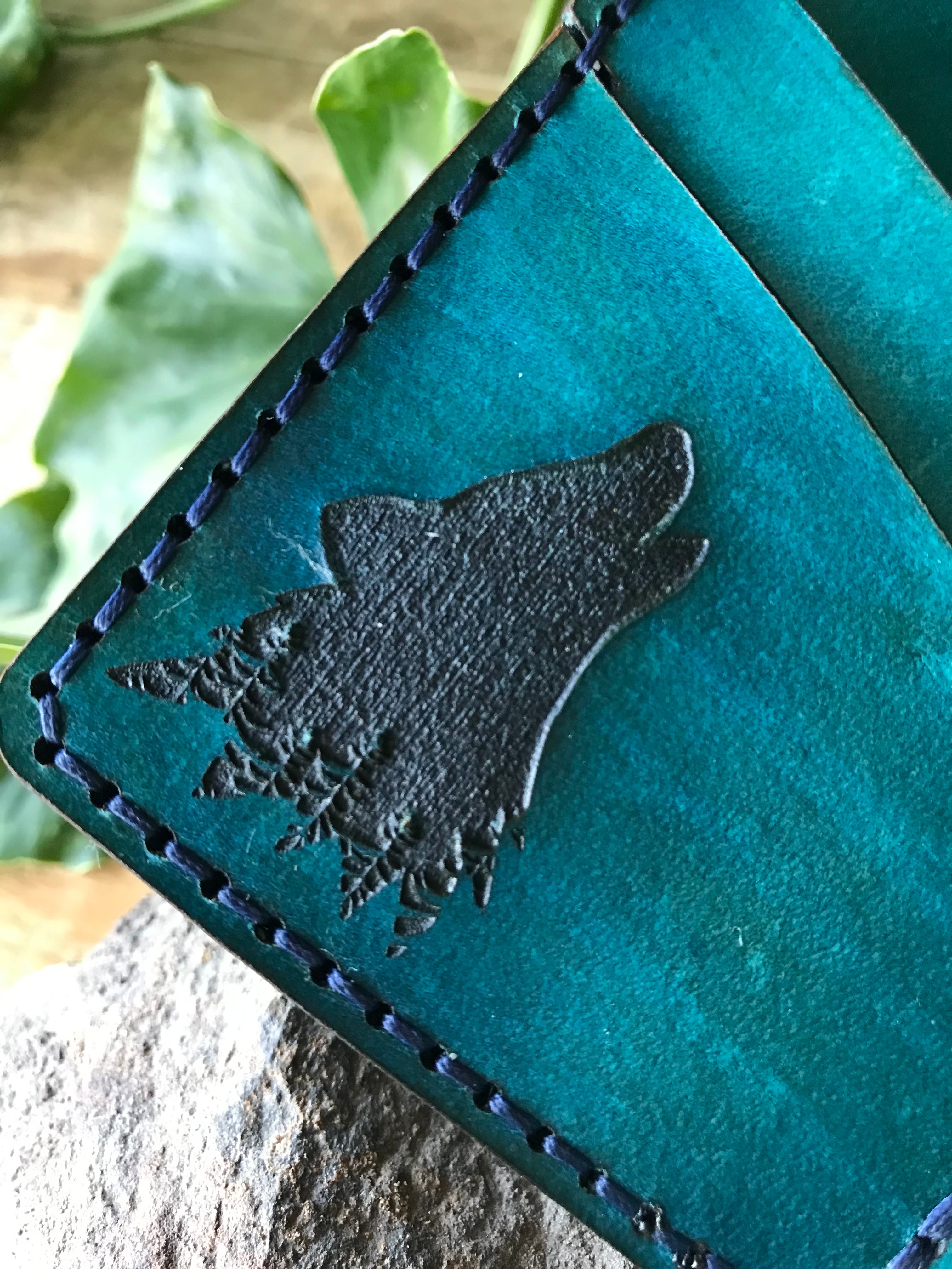 Wolf and Moon Leather Bifold Wallet