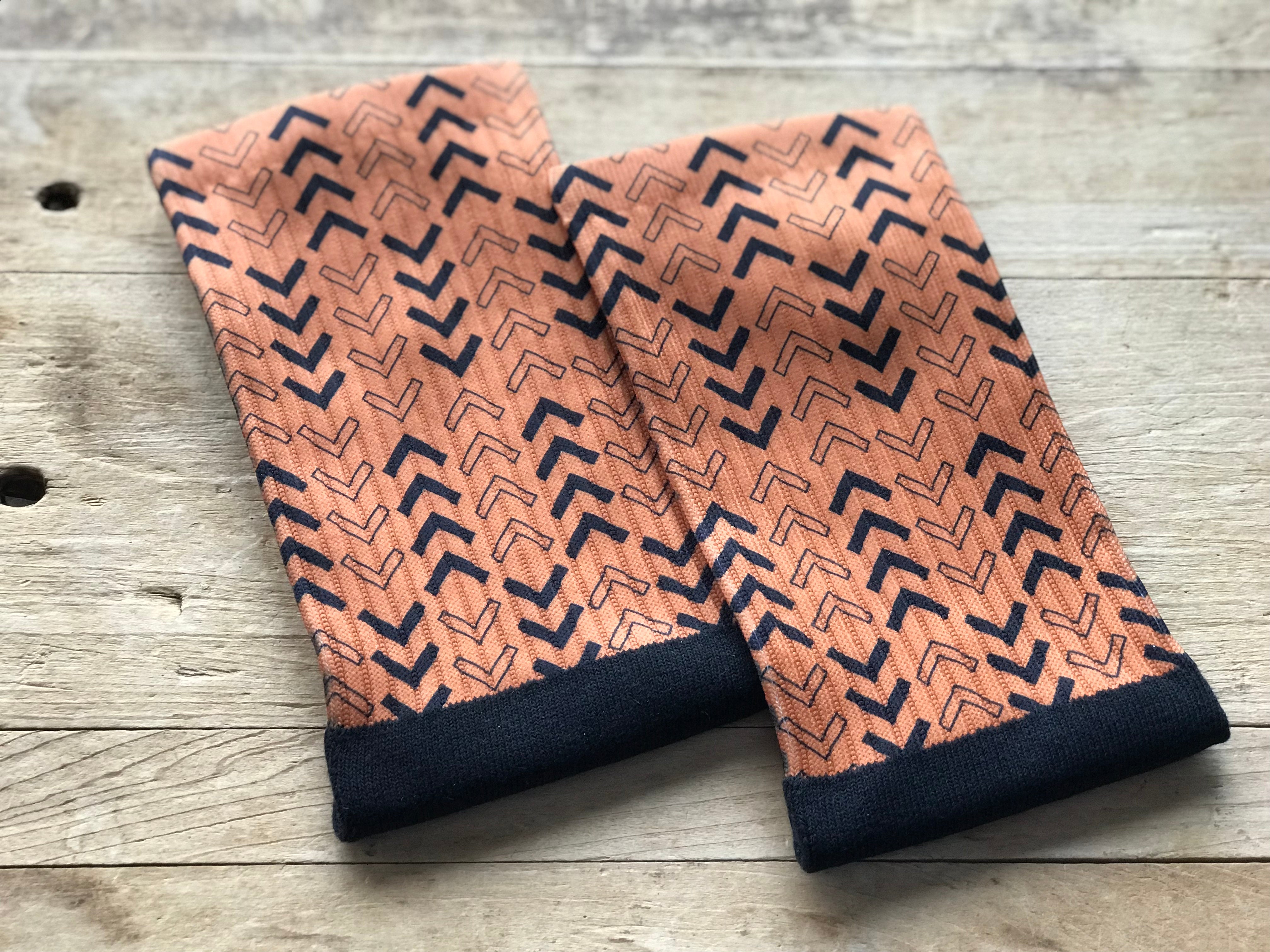 Abstract Lined Arrows His & Hers Socks (Burnt Orange & Black)