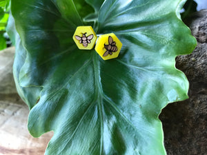 Inlayed Bee Stud Earrings