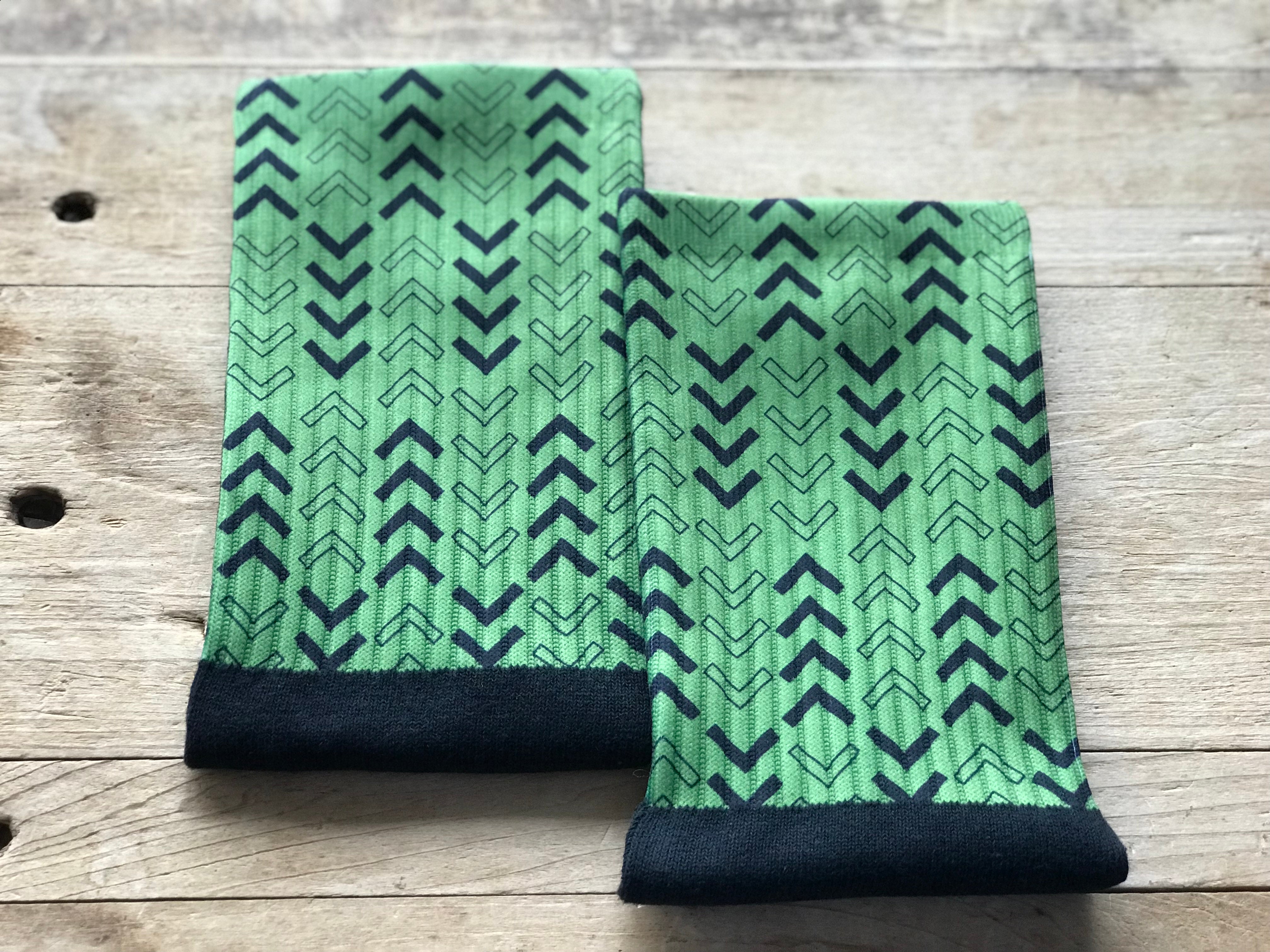 Abstract Lined Arrows His & Hers Socks (Green & Black)