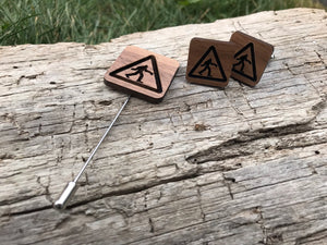 Wood Sasquatch Cufflinks and Lapel Pin
