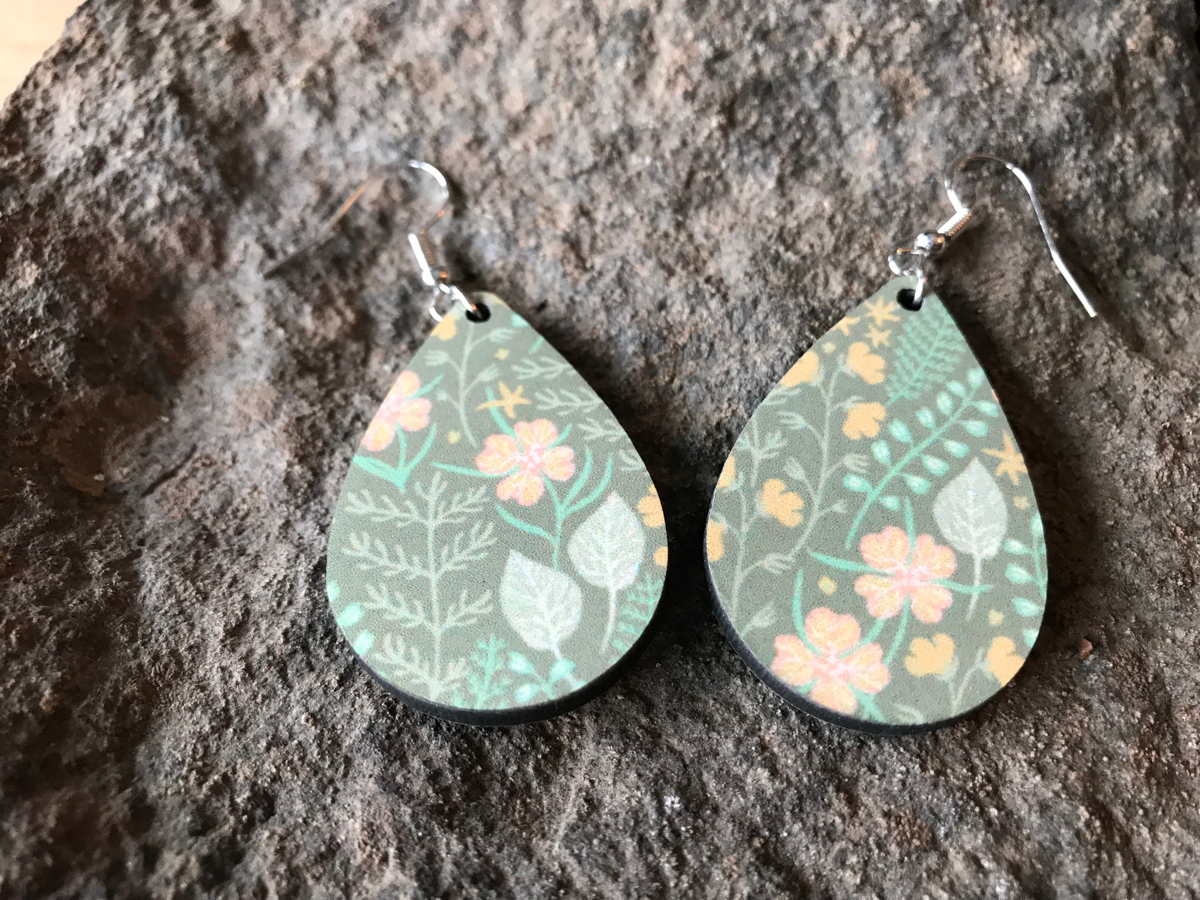 Floral Teardrop Dangle Earrings