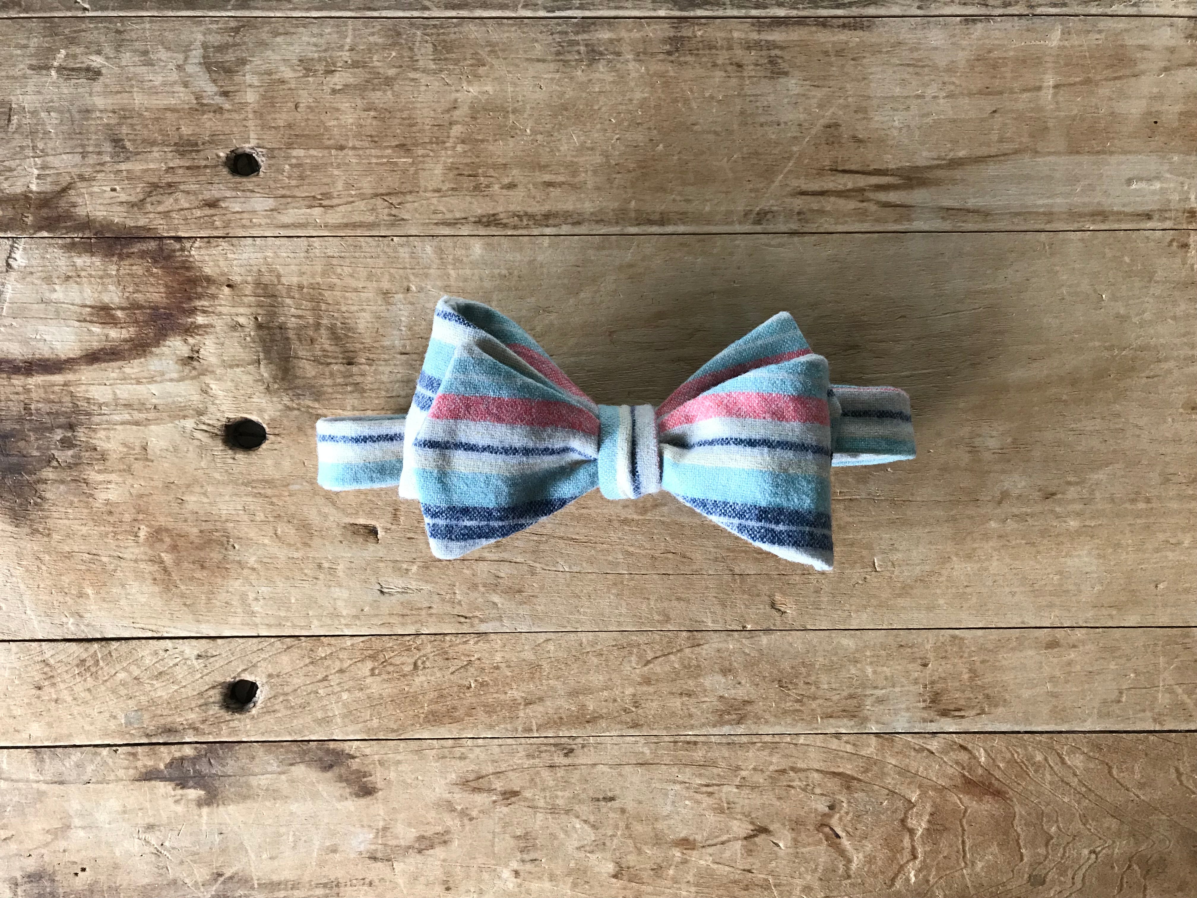Made with Pendleton®️ Wool Fabric| Self-Tie Bow Tie | Striped with Muted Colors