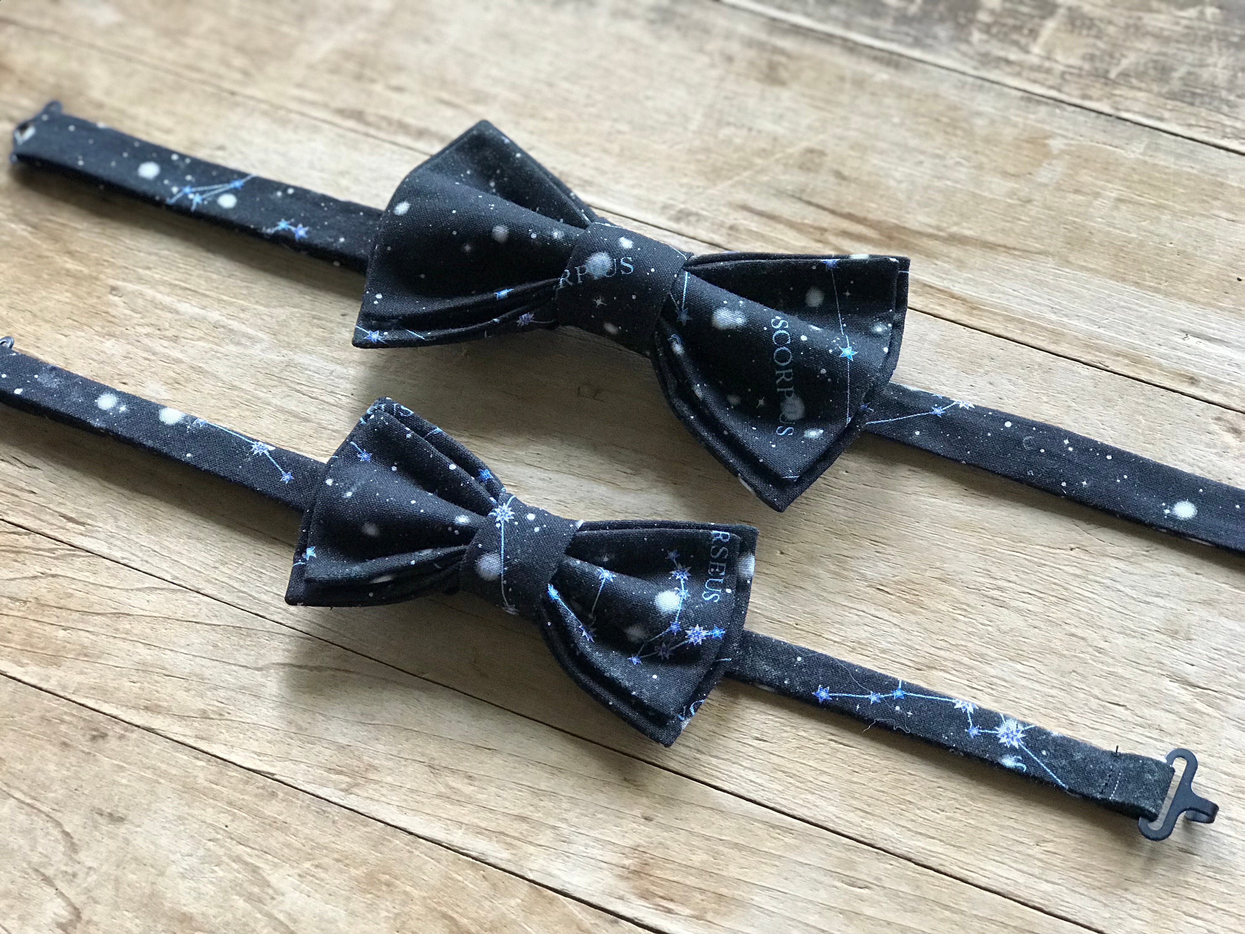 Father and Son Bow Tie Set | Black Stars and Constellations