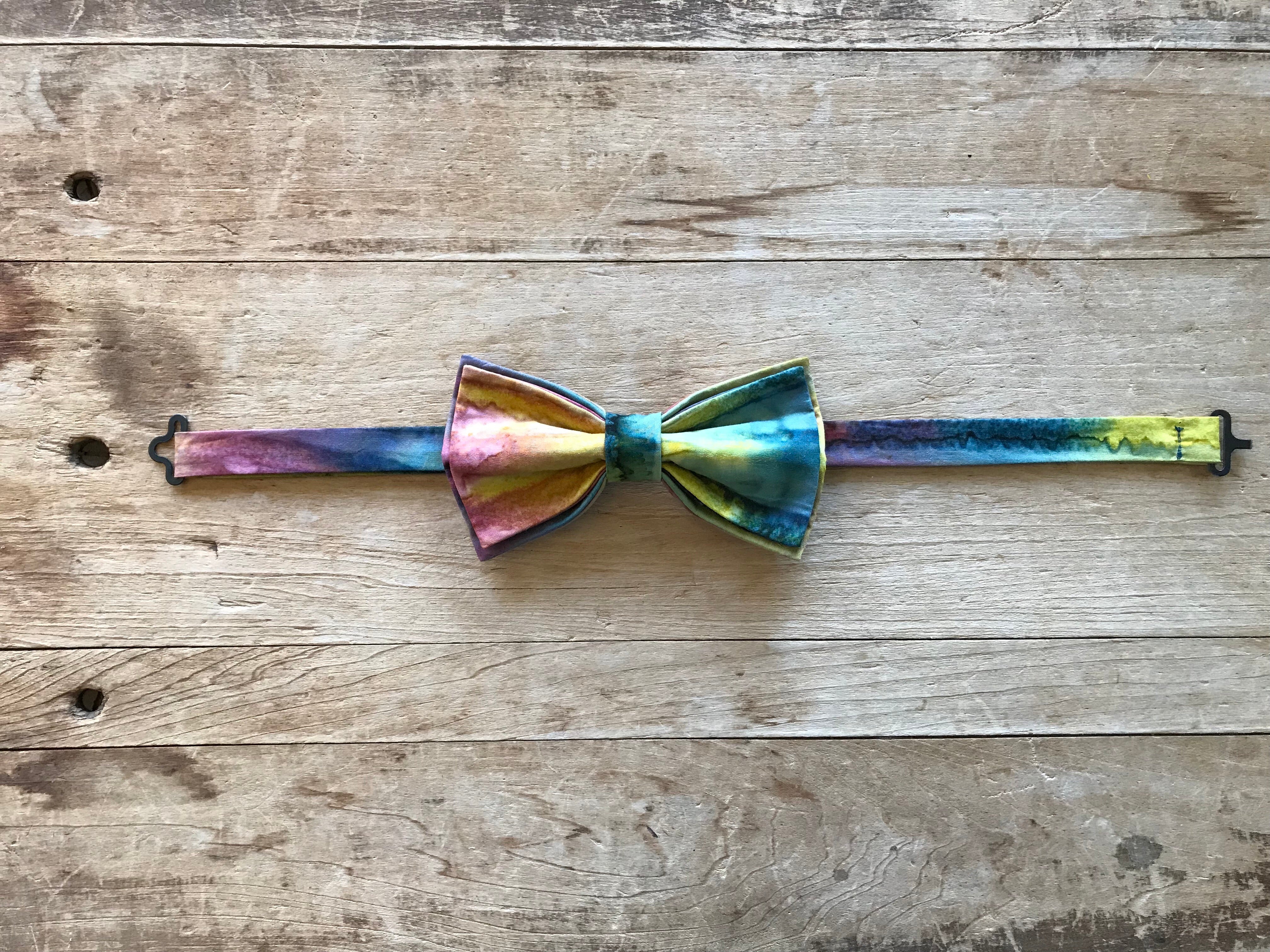 LGBTQ Pride | Adjustable Bow Tie | Tie Die Print in Red/Orange/Yellow/Green/Blue/Purple