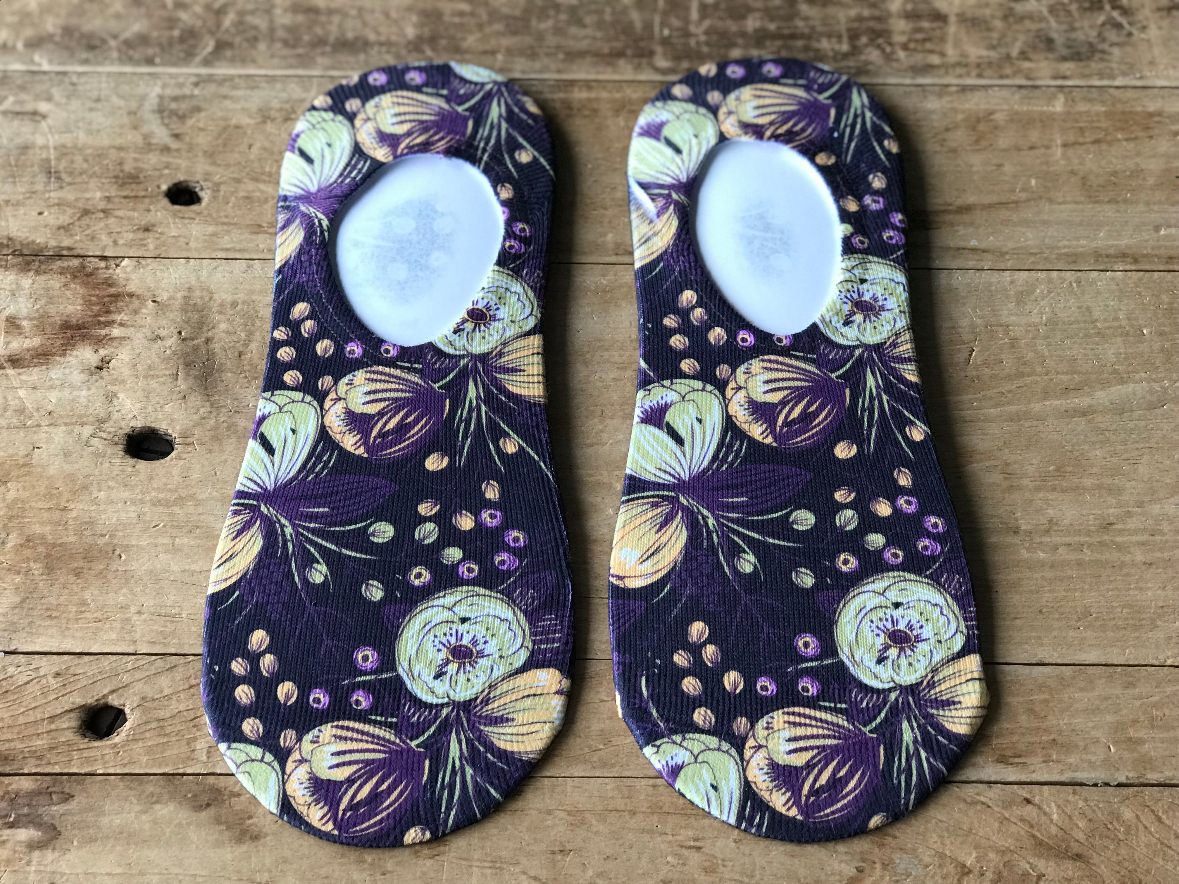 Purple Floral No-Show Socks