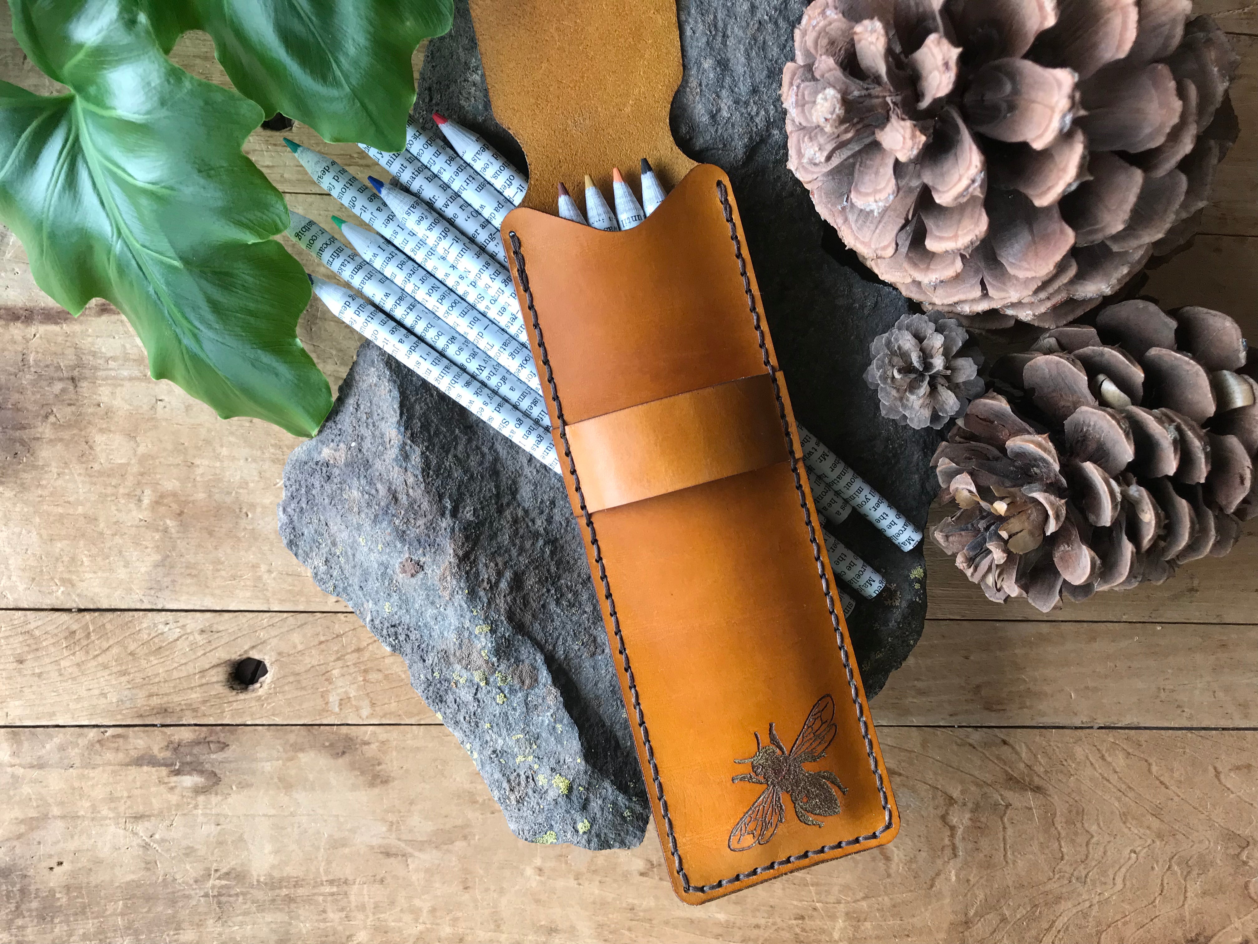 Bee Leather Pencil Case/Holder