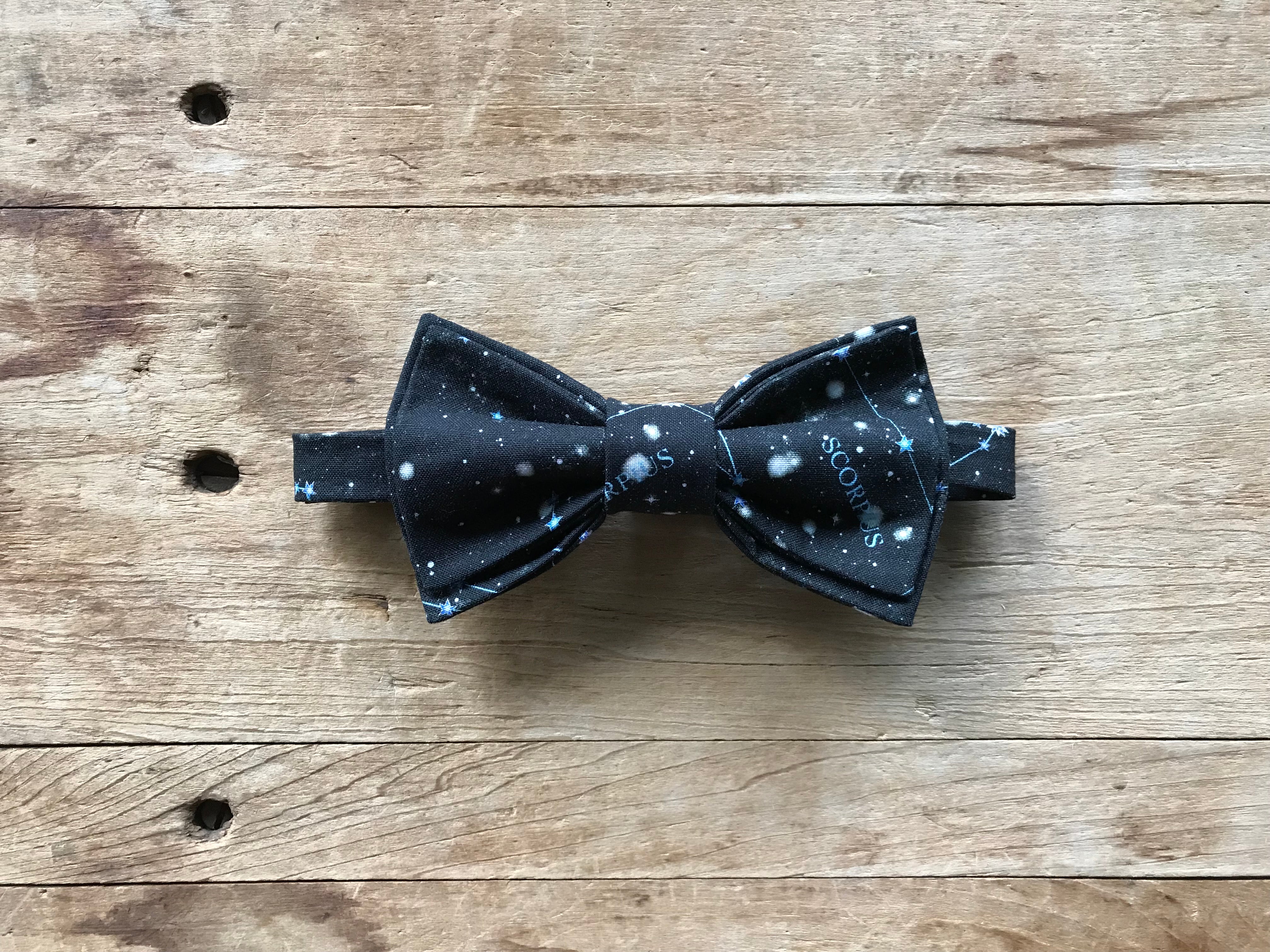 Adjustable Bow Tie — Black with Constellation Print