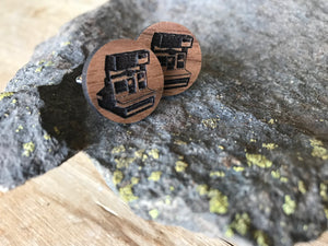 Polaroid Camera Wood Cufflinks & Lapel Pin Set