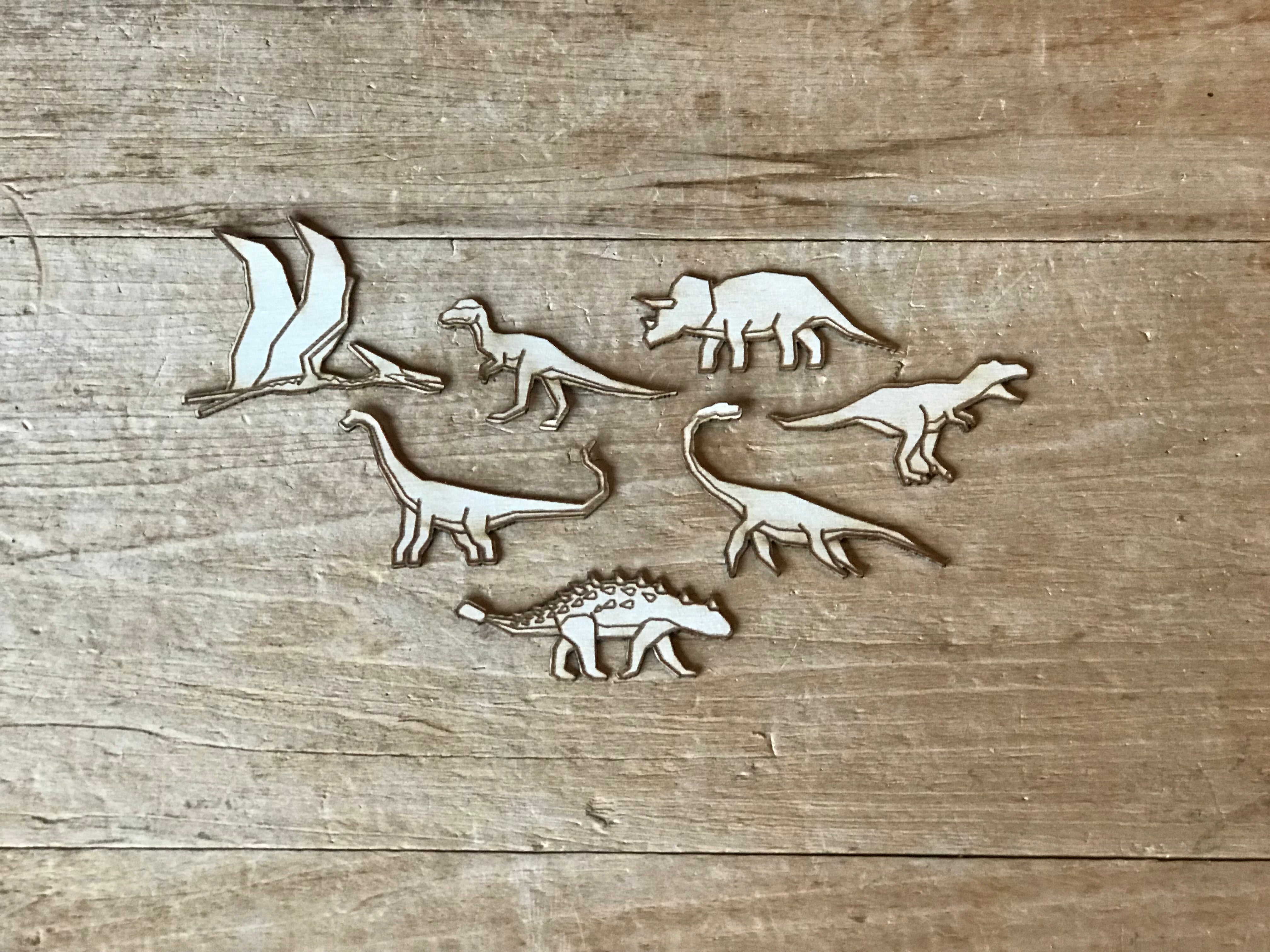 Wood Dinosaur Sticker Pack