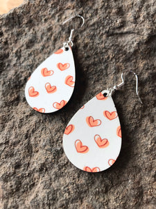Pink and Red Hearts Valentine's Day Teardrop Earrings
