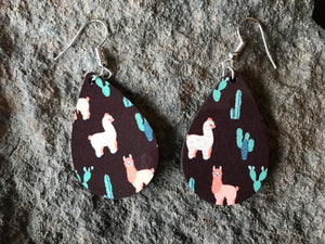 Llamas and Cacti Dangle Earrings