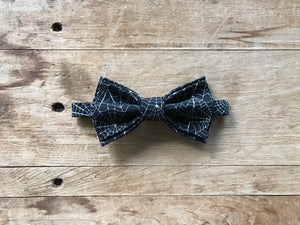 Adjustable Bow Tie with Coordinating Pocket Square | Halloween Spider Web