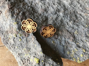 Engraved Flower Stud Earrings