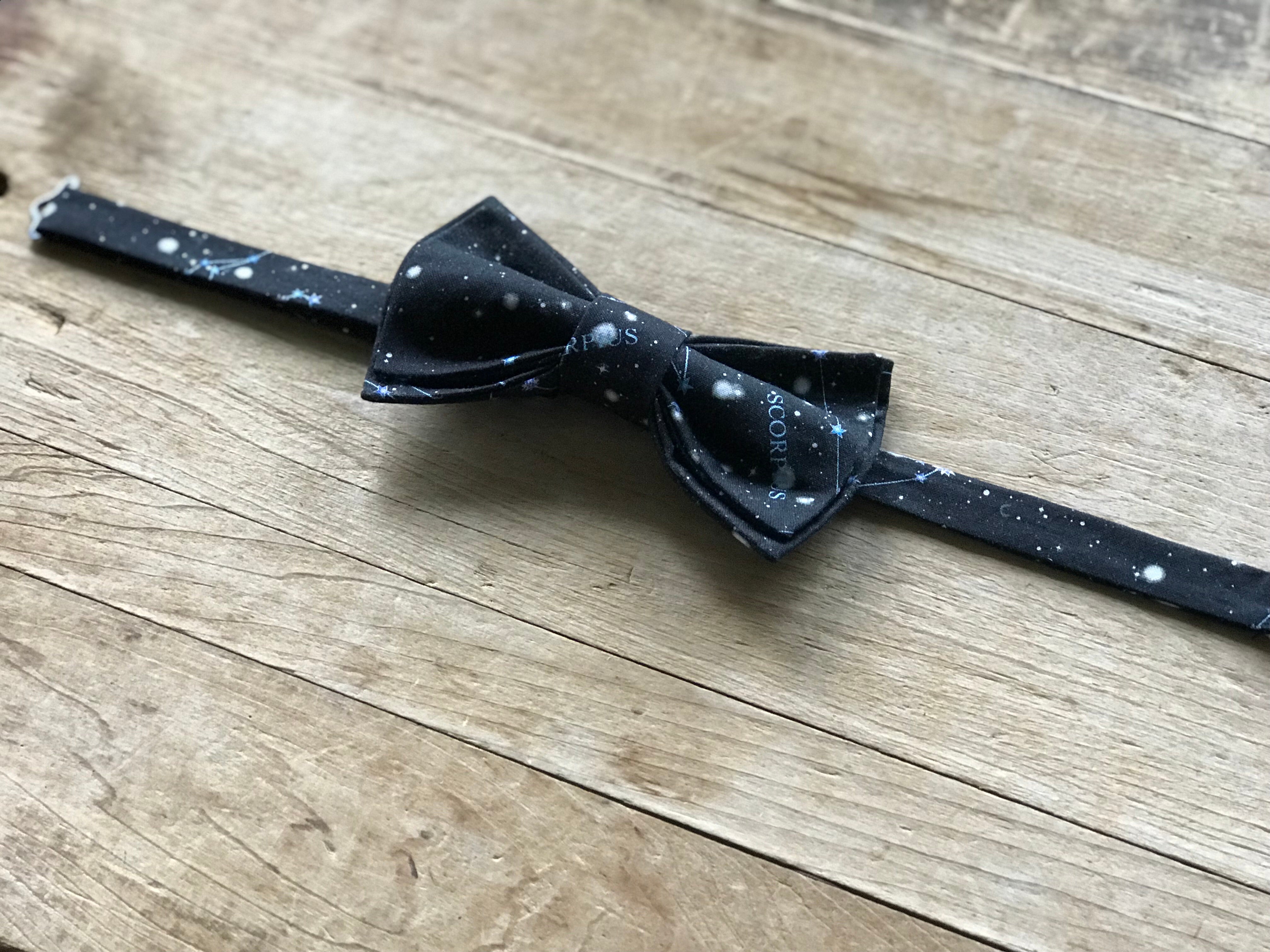 Adjustable Bow Tie — Black with Constellation Print