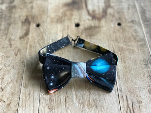 Adjustable Bow Tie — Black with Solar System and Planets Print