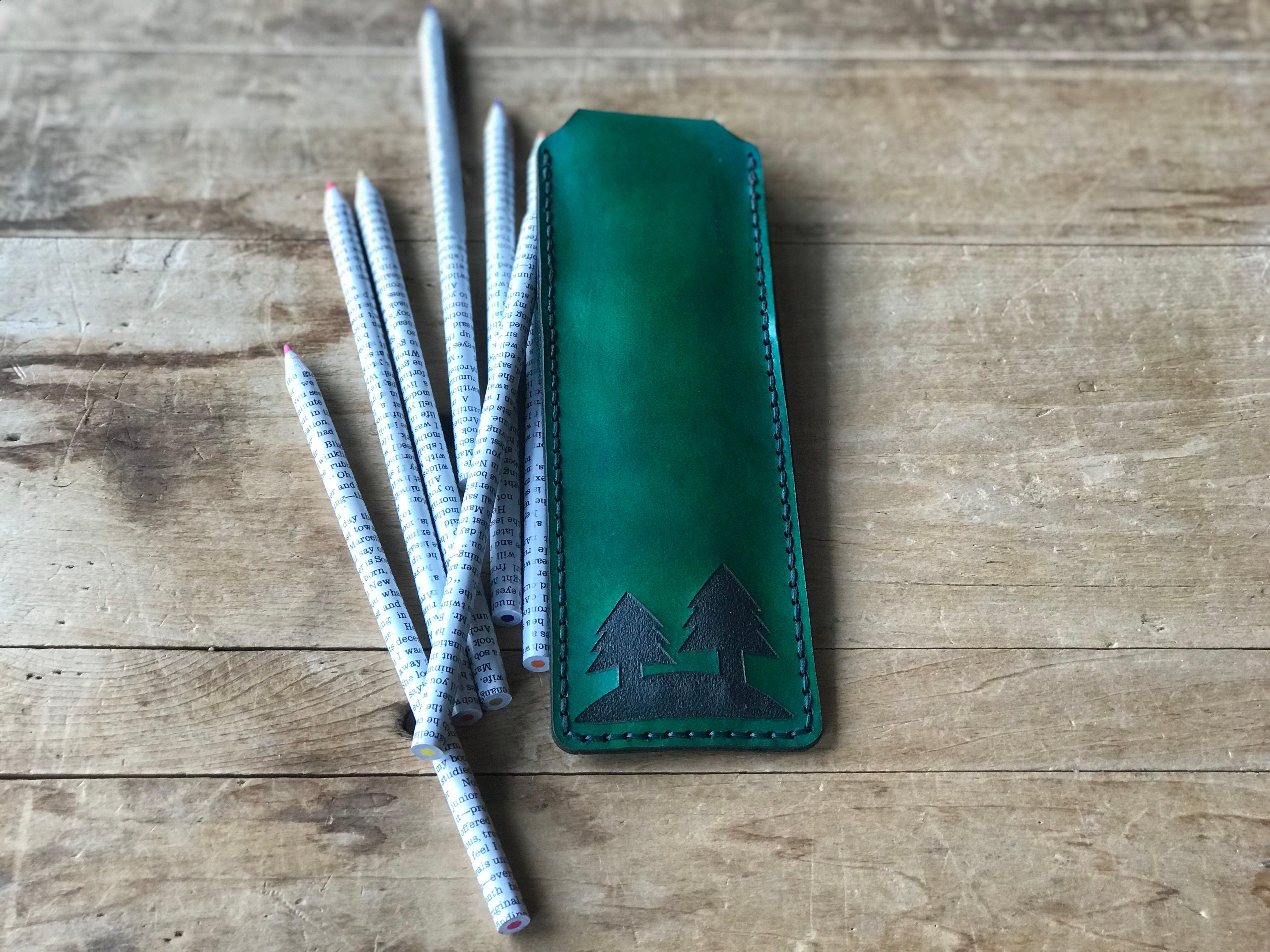 Big Foot Hunter Leather Pencil Case