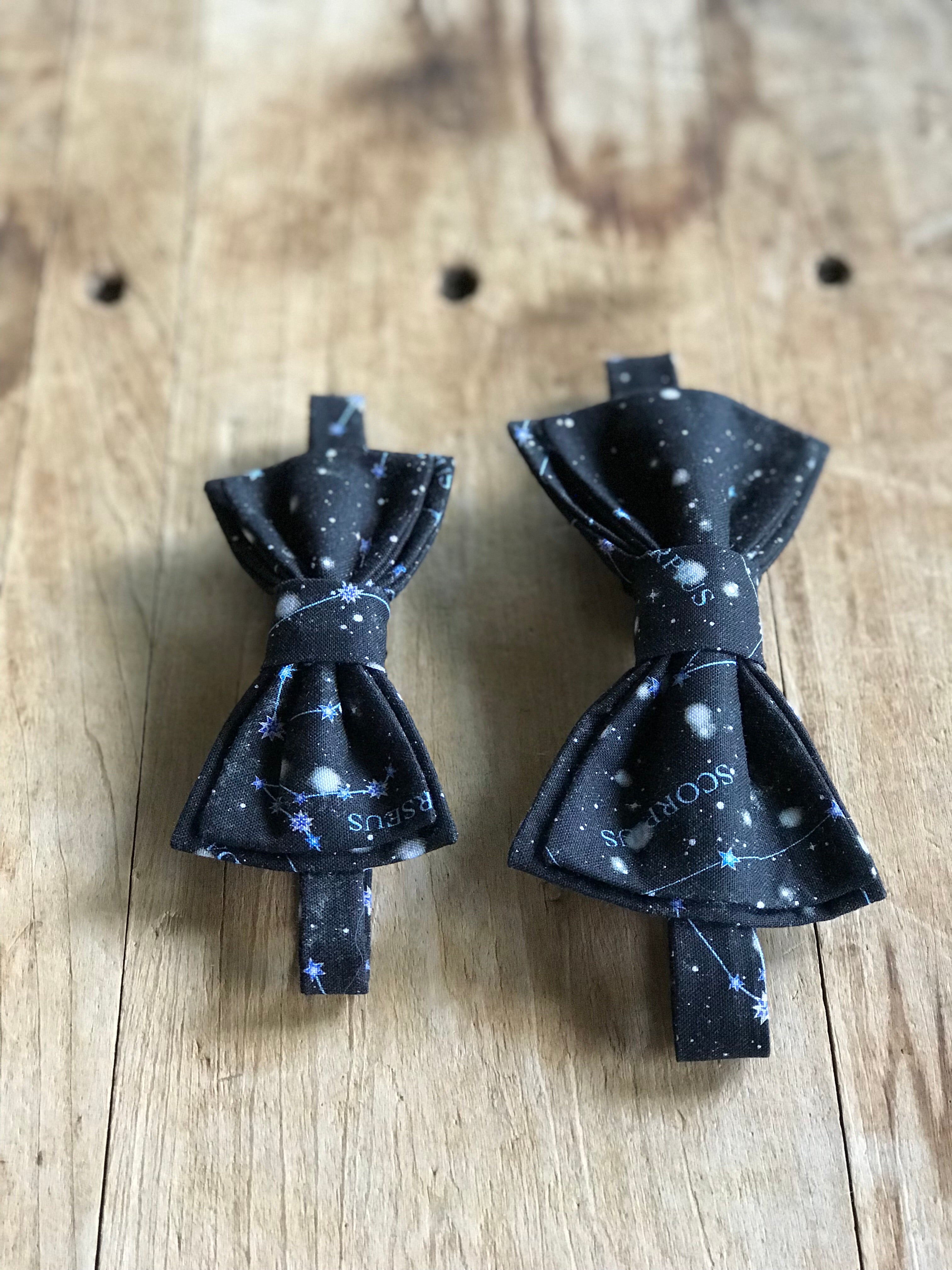 Father and Son Bow Tie Set | Black Stars and Constellations