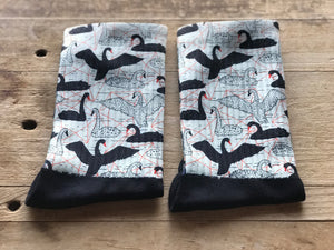 Black & White Floating Swans Crew Socks