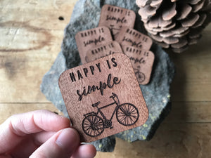 Happy is Simple Wood Sticker