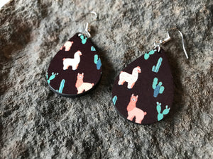 Llamas and Cacti Dangle Earrings