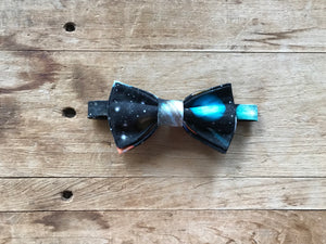 Adjustable Bow Tie — Black with Solar System and Planets Print
