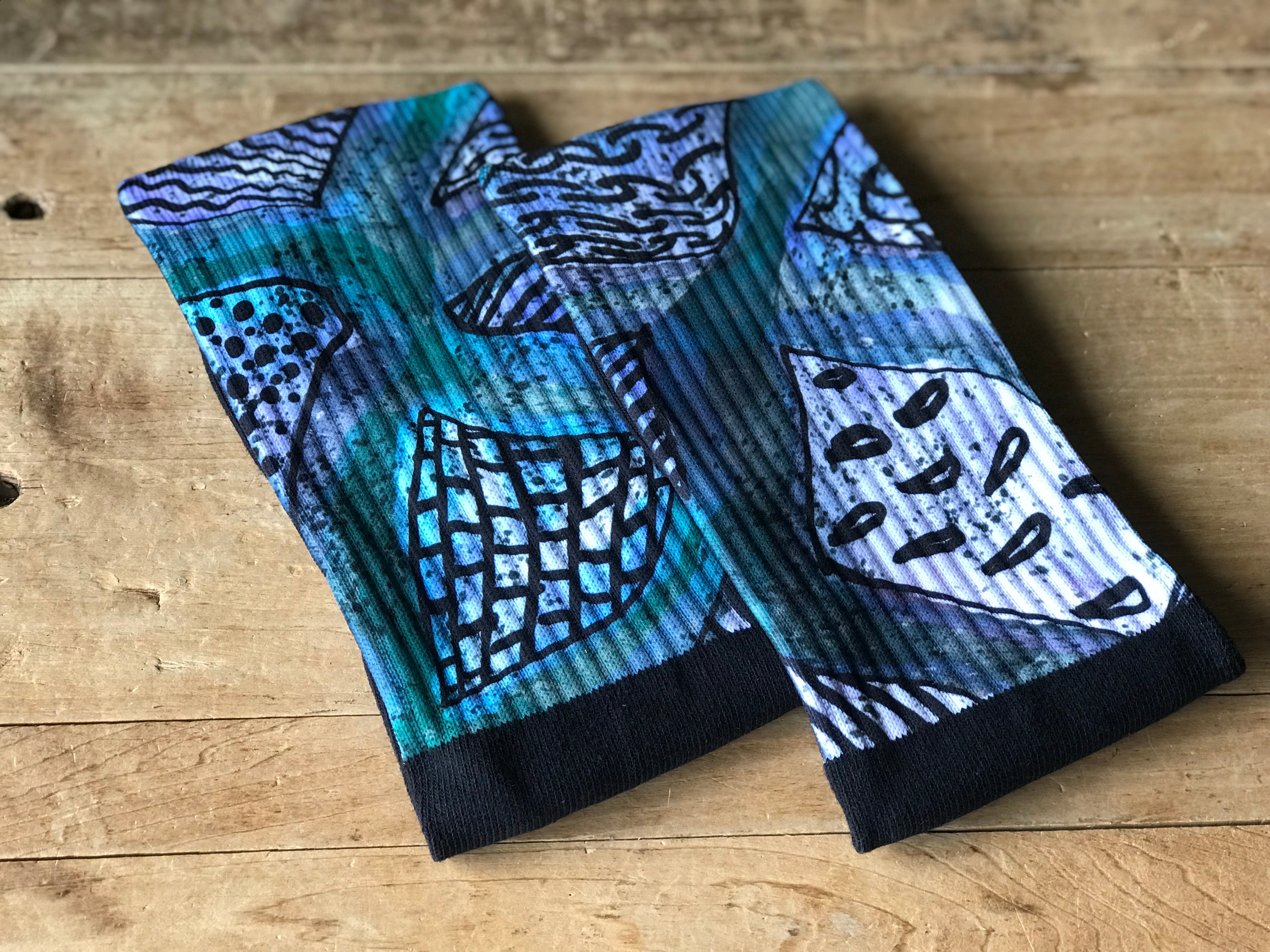 "Letting Go" Abstract Crew Socks