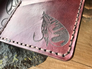 Fly Fishing Hooks Leather Bifold Wallet