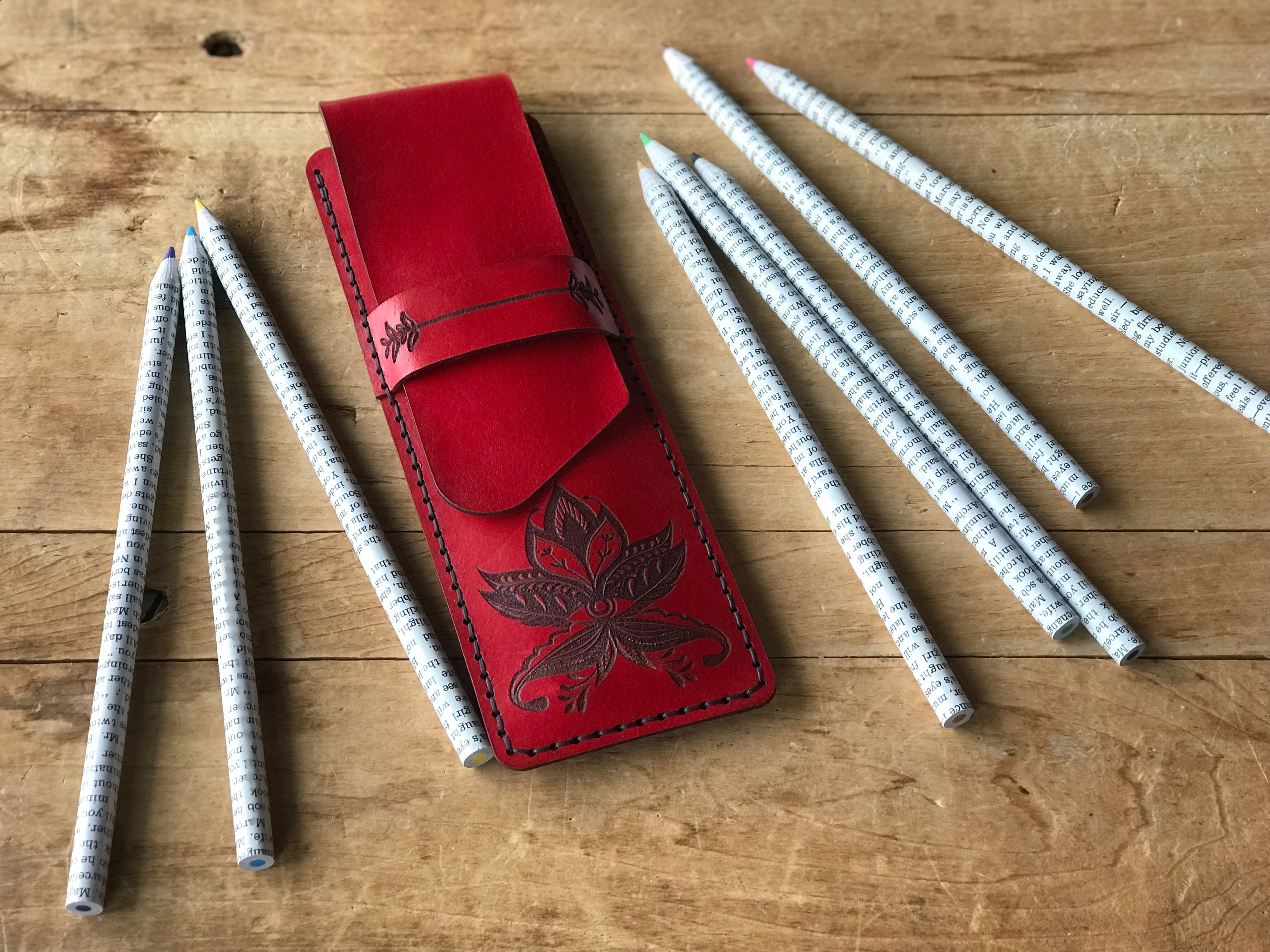 Native Boho Eye Leather Pencil Case