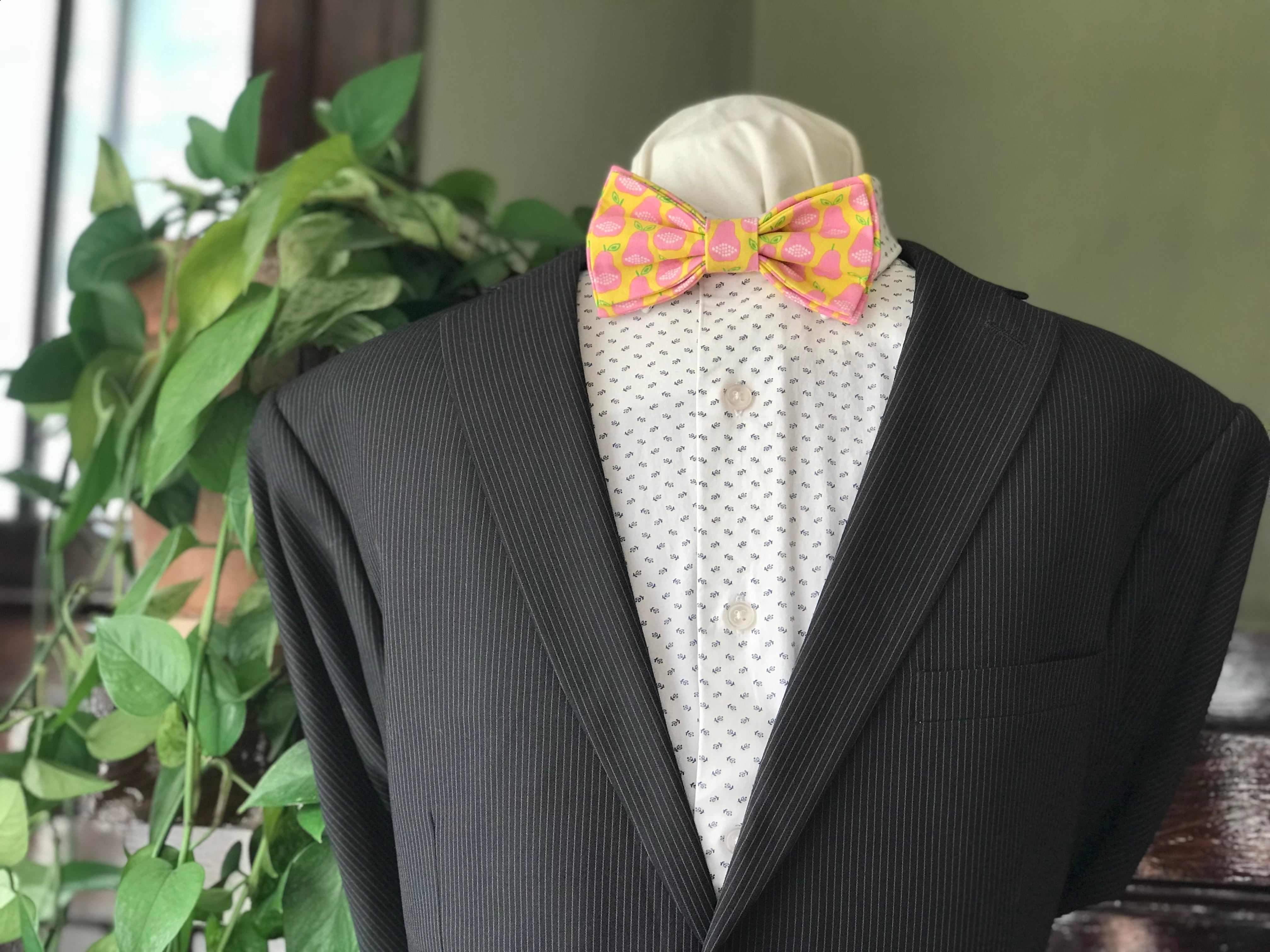 Pink Pear(licious) Adjustable Bow Tie (Organic Fabric)