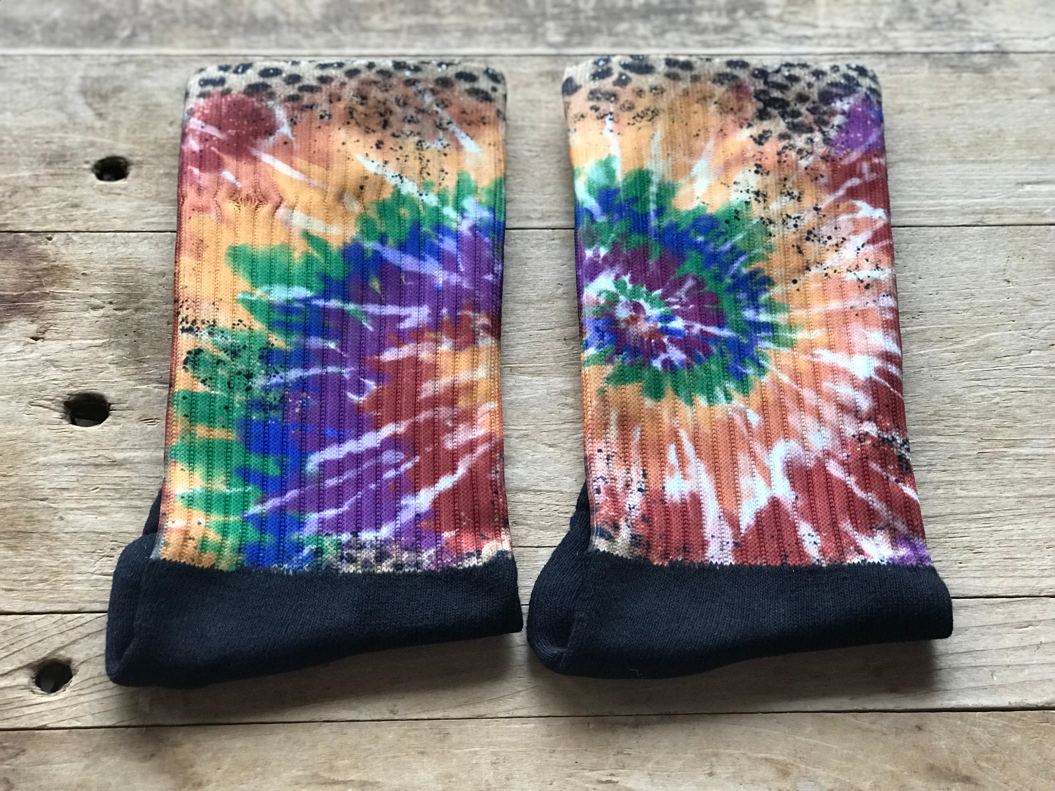 Leopard Tie Dye Crew Socks