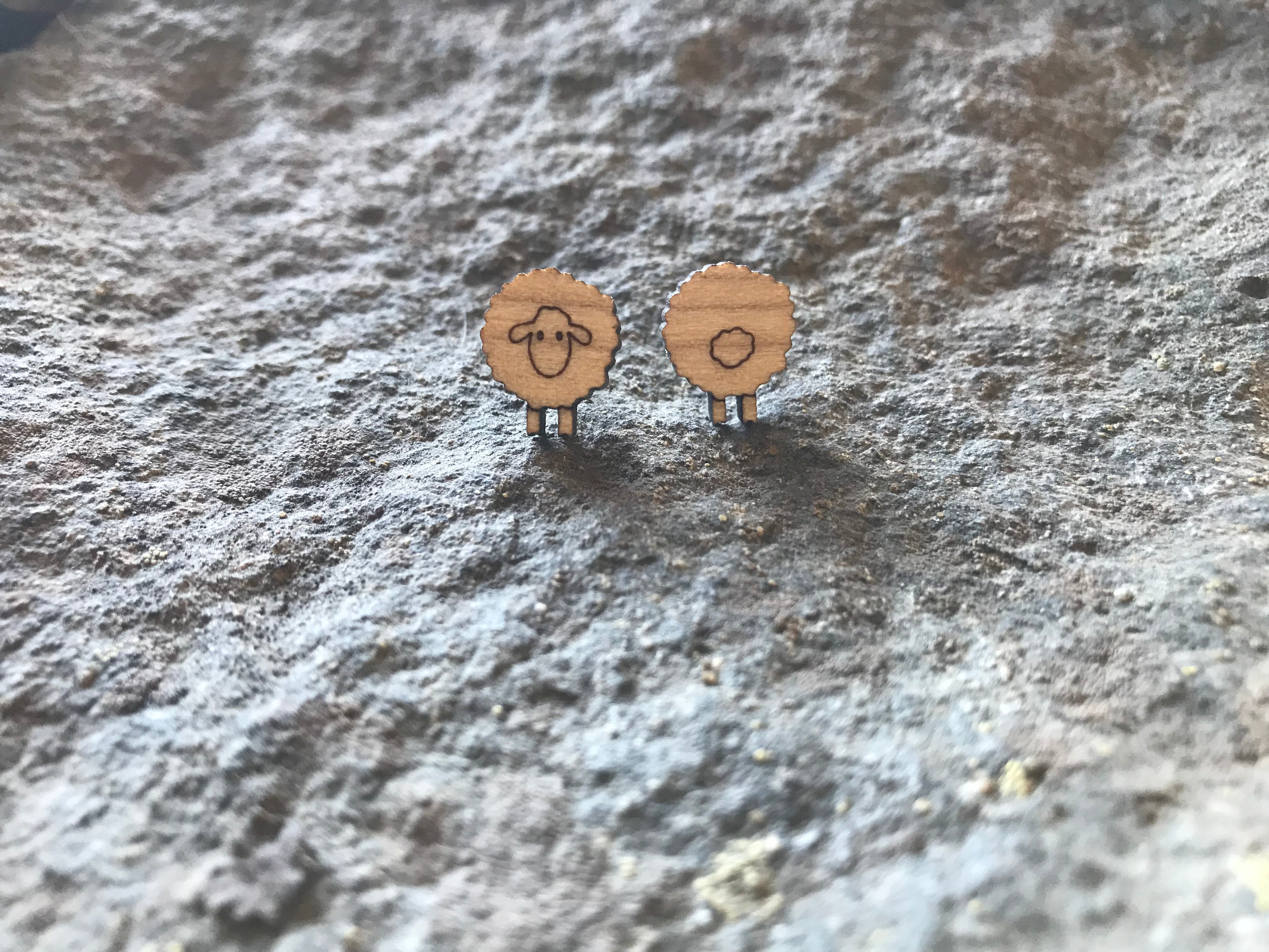 Sheep Front and Back Stud Earrings