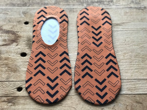 Abstract Lined Arrows His & Hers Socks (Burnt Orange & Black)