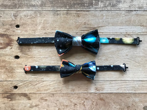 Father and Son Bow Tie Set | Black Planet Print
