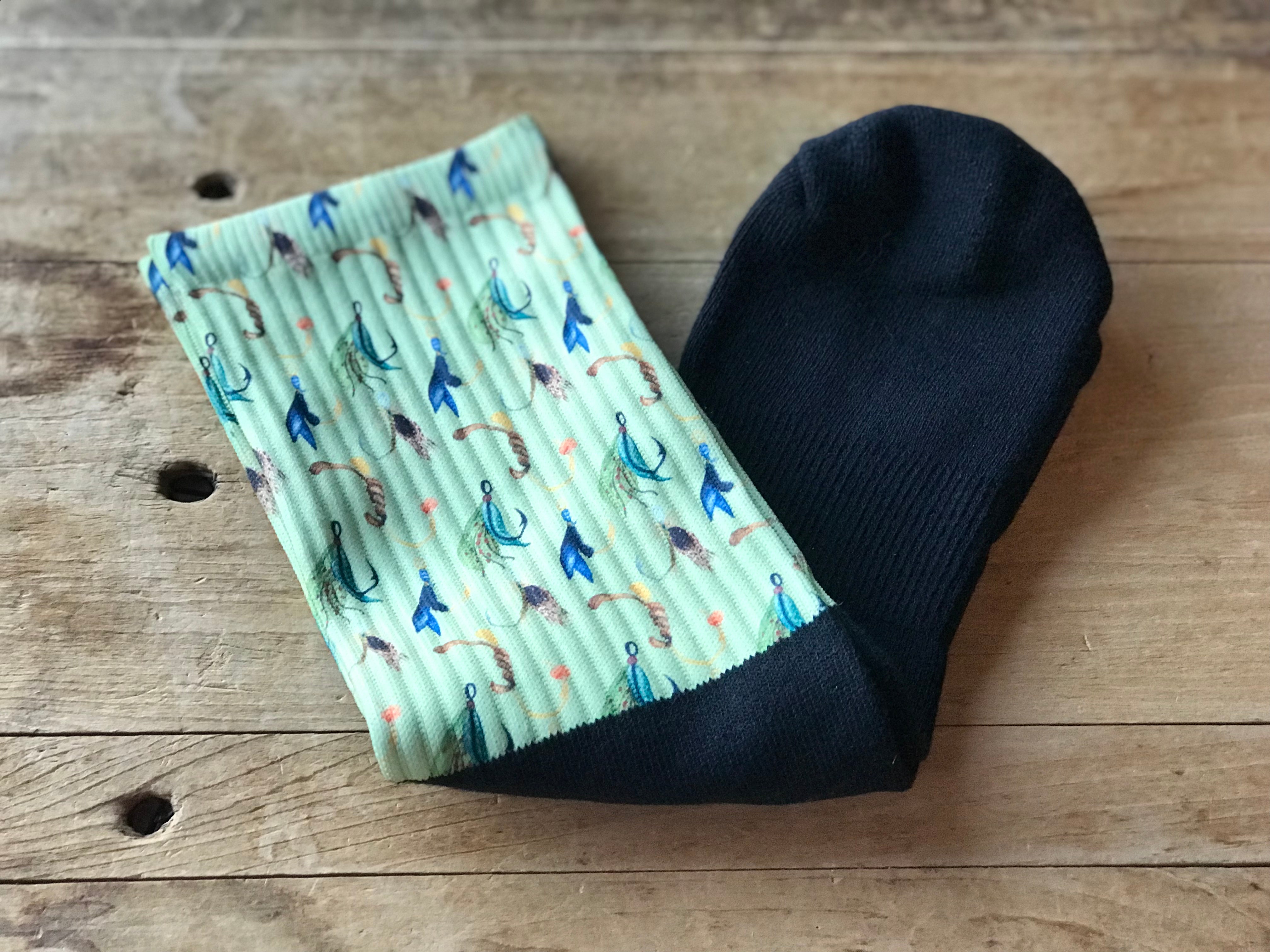 Fly Fishing Crew Socks (Light Green)